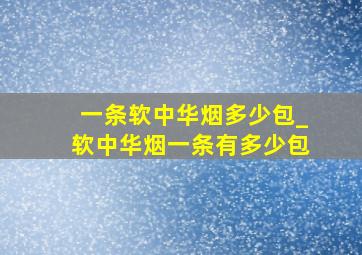 一条软中华烟多少包_软中华烟一条有多少包