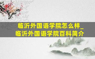 临沂外国语学院怎么样_临沂外国语学院百科简介