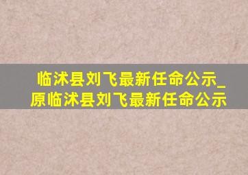 临沭县刘飞最新任命公示_原临沭县刘飞最新任命公示