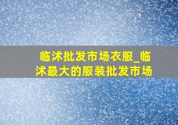 临沭批发市场衣服_临沭最大的服装批发市场