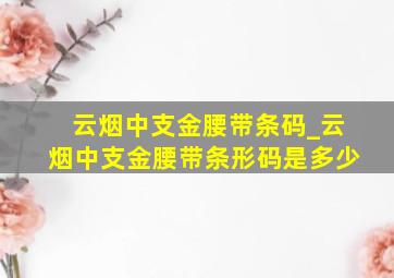 云烟中支金腰带条码_云烟中支金腰带条形码是多少