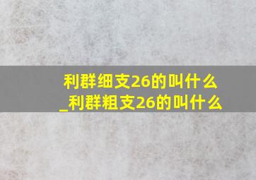 利群细支26的叫什么_利群粗支26的叫什么