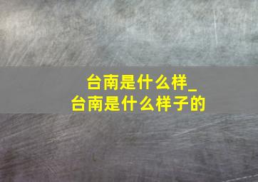 台南是什么样_台南是什么样子的