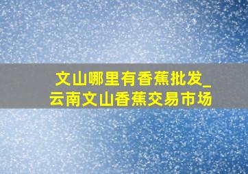 文山哪里有香蕉批发_云南文山香蕉交易市场