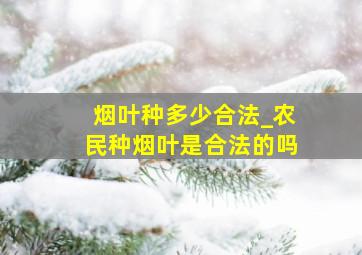 烟叶种多少合法_农民种烟叶是合法的吗