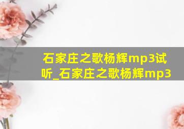 石家庄之歌杨辉mp3试听_石家庄之歌杨辉mp3