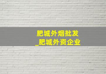 肥城外烟批发_肥城外资企业