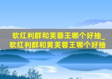 软红利群和芙蓉王哪个好抽_软红利群和黄芙蓉王哪个好抽