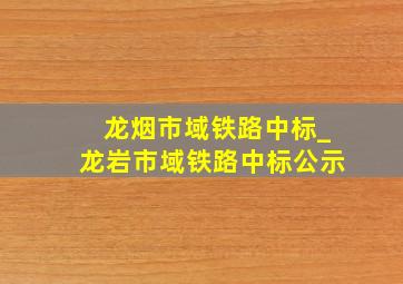 龙烟市域铁路中标_龙岩市域铁路中标公示